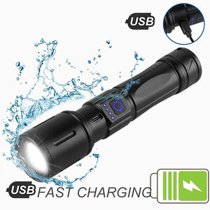 High Power XHP100 Upgrade White Laser LDE Flashlight USB Charging Zoom Aluminum Alloy Leadership Torch Best Camping Outdoor